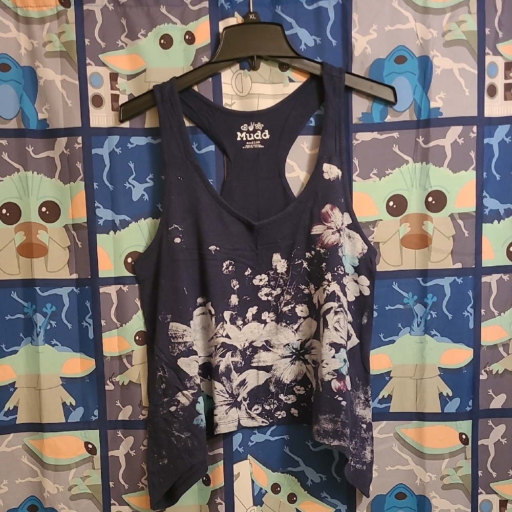 Mudd Navy Floral Racerback Tank